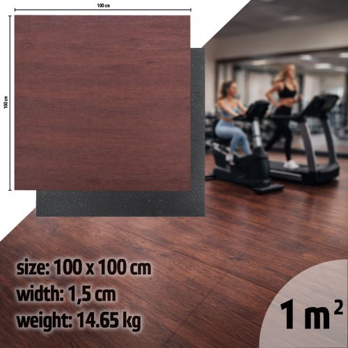 Прочный напольный мат inSPORTline Luxteko Flat 100 x 100 x 1,5 см - Wood