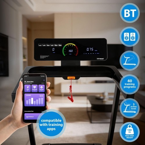 Elektrinis bėgimo takelis HMS BE5872N su Bluetooth ir treniruočių programomis