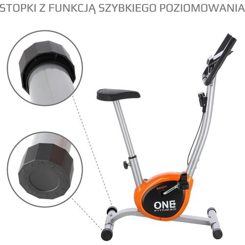 Велотренажер One Fitness RW3011, серебристо-оранжевый