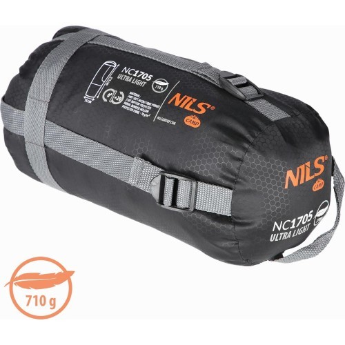 Ультралегкий серо-оранжевый спальный мешок Nils Camp NC1705