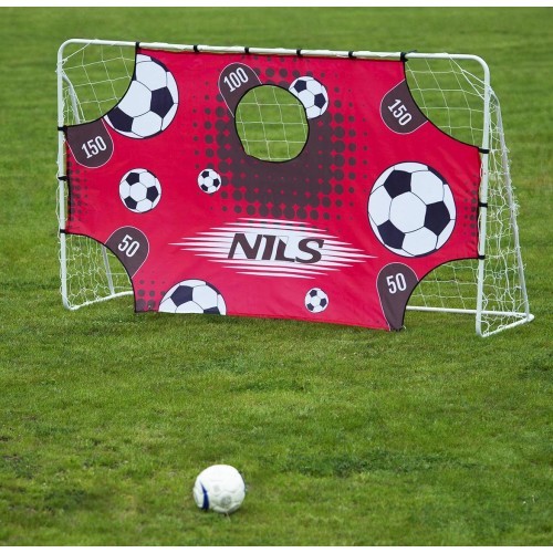 Futbolo vartai su tinklu ir taikinio skydu NILS BR240P 2in1 240x150x90 cm