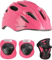MTW01+H210 HELMET WITH PROTECTORS SET NILS EXTREME - MTW01+H210 PINK HELMET WITH PROTECTORS SET NILS EXTREME