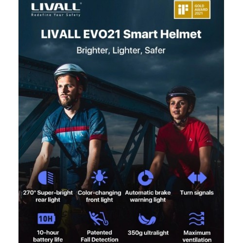 Išmanusis šalmas Livall EVO21, M dydžio, baltas