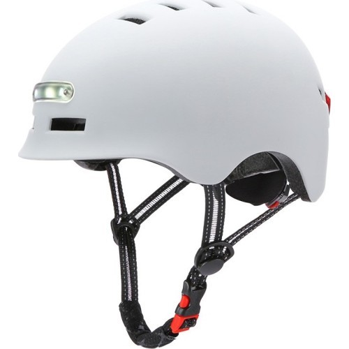 Beaster BS51BL Helmet with LED Lights, Size M, White
