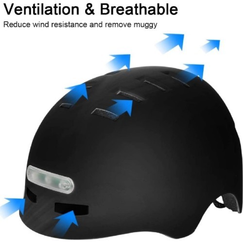 Beaster BS51BL Helmet with LED Lights, Size M, White