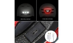 Beaster BS51BL Helmet with LED Lights, Size M, White