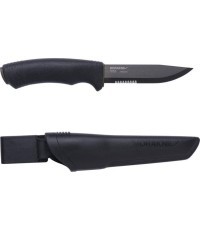 Нож Morakniv Bushcraft SRT, чёрный, частично зубчатое лезвие