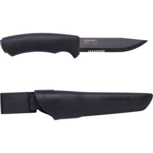 Peilis Morakniv Bushcraft SRT, juodas, dalinai dantytas ašmenimis
