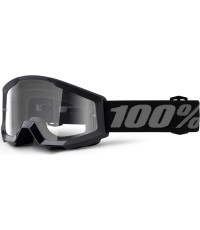 Motocross Goggles 100% Strata Mini - Gron Black, Clear Plexi