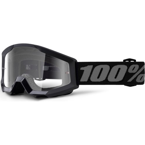 Motokroso akiniai 100% Strata Mini - Gron Black, Clear Plexi