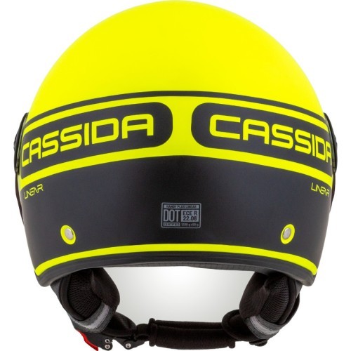 Motociklininko šalmas Cassida Handy Plus Linear perlamutrinė fluorescencinė geltona / matinė juoda