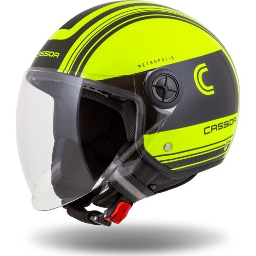 Motociklo šalmas Cassida Handy Metropolis Safety fluo geltonas/juodas/atspindintis pilkas