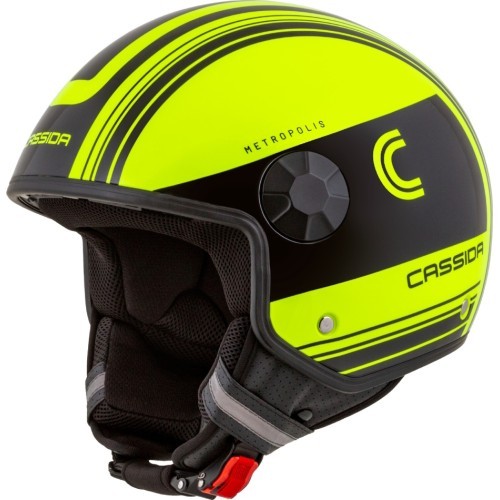 Motorcycle Helmet Cassida Handy Metropolis Safety Fluo Yellow/Black/Reflective Gray