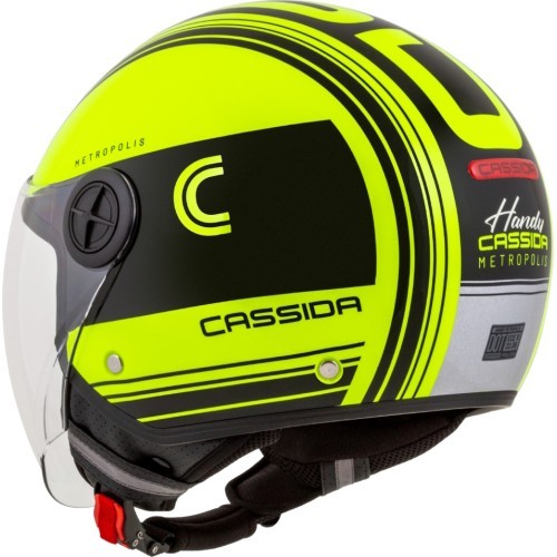 Motociklo šalmas Cassida Handy Metropolis Safety fluo geltonas/juodas/atspindintis pilkas