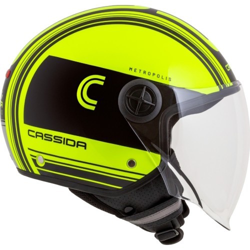 Motociklo šalmas Cassida Handy Metropolis Safety fluo geltonas/juodas/atspindintis pilkas