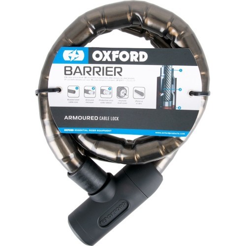 Motociklo užraktas Oxford Barrier 1,4 m Dust
