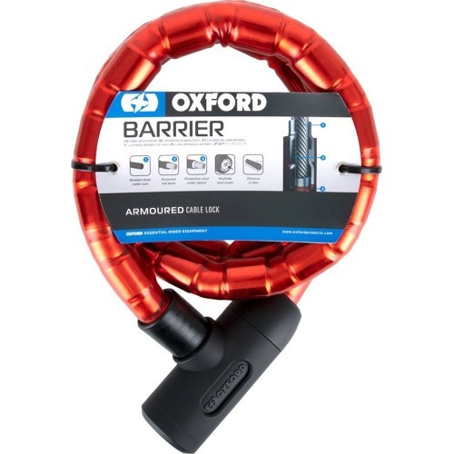 Мотоциклетный замок Oxford Barrier 1,4 м красный