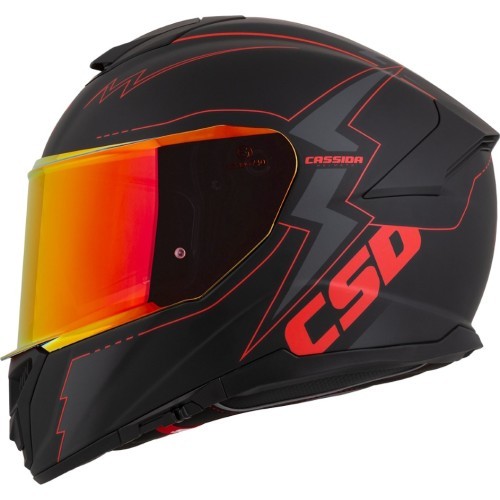 Motociklo šalmas Cassida Integral GT 2.1 Flash matinė juoda / metalinė raudona / tamsiai pilka