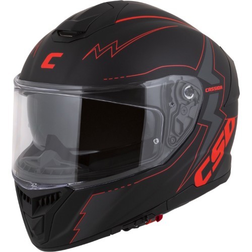 Motociklo šalmas Cassida Integral GT 2.1 Flash matinė juoda / metalinė raudona / tamsiai pilka