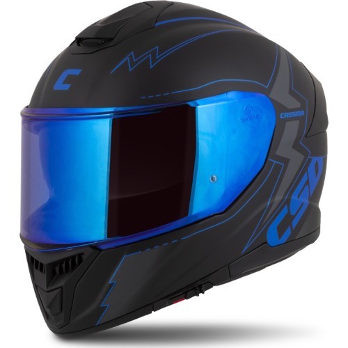 Motociklo šalmas Cassida Integral GT 2.1 Flash, matinė juoda / metalinė mėlyna / tamsiai pilka