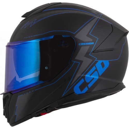 Motociklo šalmas Cassida Integral GT 2.1 Flash, matinė juoda / metalinė mėlyna / tamsiai pilka