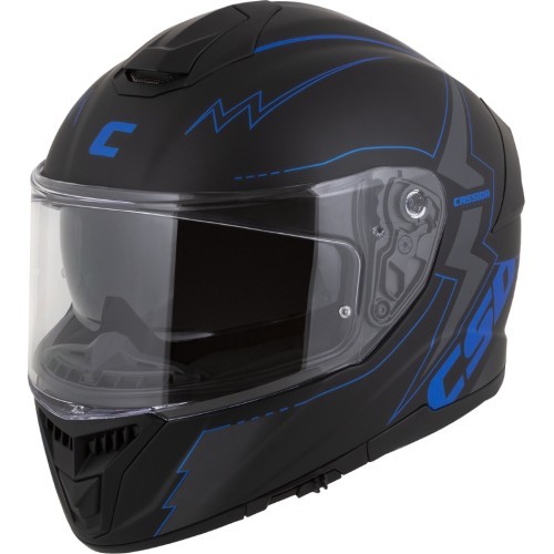 Motociklo šalmas Cassida Integral GT 2.1 Flash, matinė juoda / metalinė mėlyna / tamsiai pilka