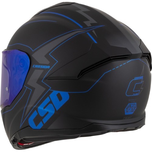 Motociklo šalmas Cassida Integral GT 2.1 Flash, matinė juoda / metalinė mėlyna / tamsiai pilka