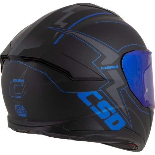 Motociklo šalmas Cassida Integral GT 2.1 Flash, matinė juoda / metalinė mėlyna / tamsiai pilka