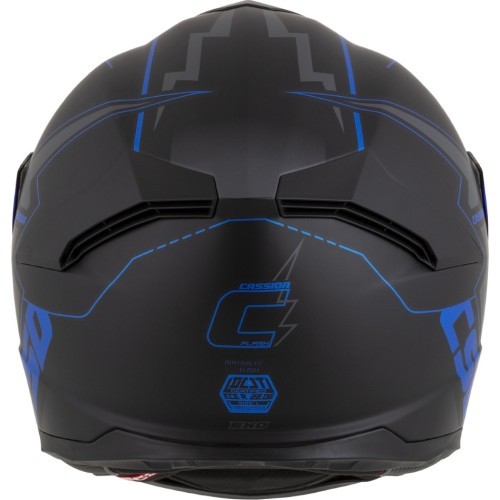 Motociklo šalmas Cassida Integral GT 2.1 Flash, matinė juoda / metalinė mėlyna / tamsiai pilka