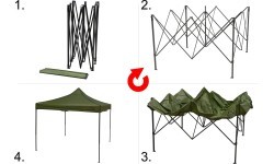 Складной шатёр 3x3 м, зелёный, водонепроницаемый