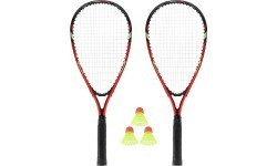 NRS001 CROSSMINTON SET 2 ROCKETS + SHUTTLECOCKS + RED COVER NILS
