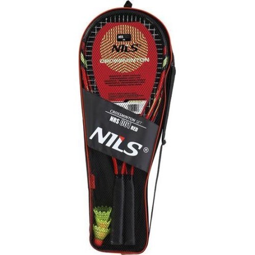 NRS001 CROSSMINTON SET 2 ROCKETS + SHUTTLECOCKS + RED COVER NILS