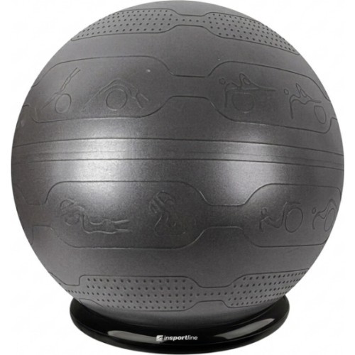 Gimnastikos kamuolys inSPORTline Stretch Ball 65 cm su BallBase - Juoda