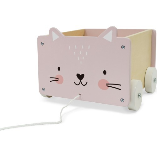 Деревянная каталка на верёвочке для кубиков Eco Toys