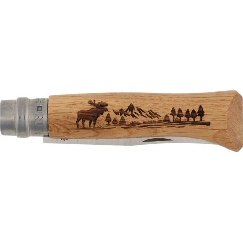 Peilis Opinel 8 inox ąžuolas Animal serija – briedis