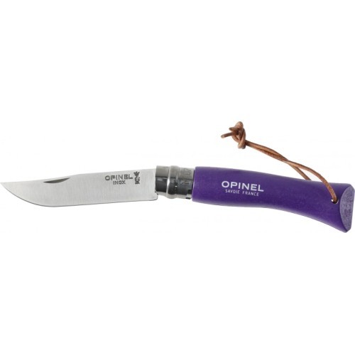 Sulankstomas peilis Opinel Colorama 07 Inox, violetinis, su virvele