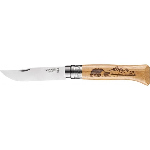 Opinel peilis 8 Inox ąžuolas Animal serija – meška