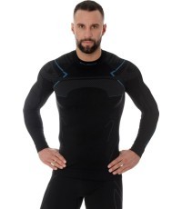 Brubeck Thermo Black men's long-sleeve shirt LS13040A - Black/Blue