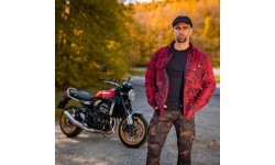 Motorcycle Shirt BOS Lumberjack - Black Grey
