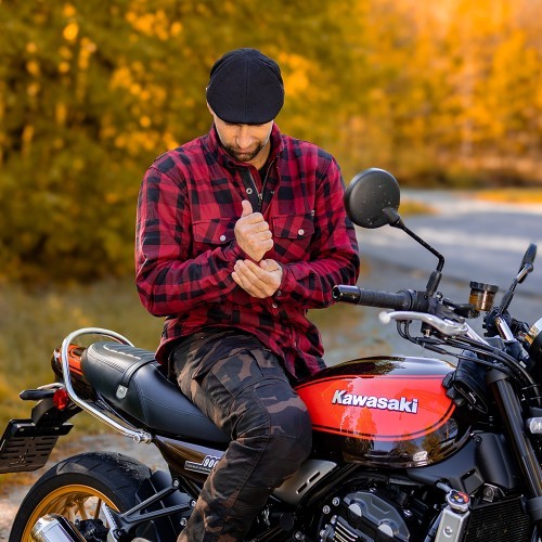 Motociklininko marškiniai BOS Lumberjack - Juodai pilka