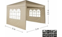 Prekybinė palapinė PALACE 3x3 m su sienelėmis, smėlio spalvos, neperšlampama
