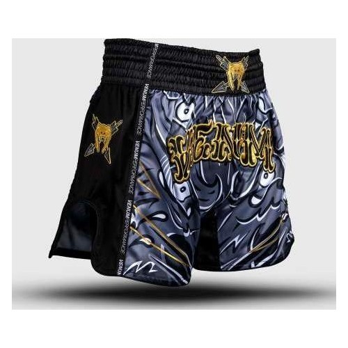 Venum Wolf Atak Muay Thai šortai, juodi/pilki
