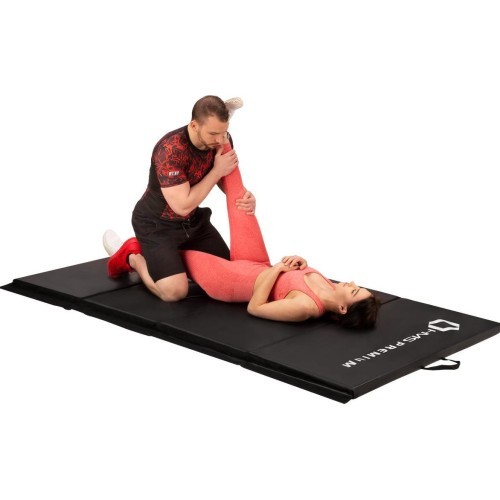 Sulankstomas gimnastikos čiužinys HMS Premium MGS01 2400x1200 mm, juodas