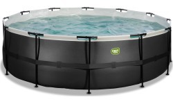 EXIT Black Leather pool ø450x122cm with filter pump - black