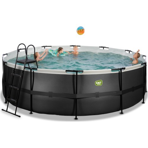 EXIT Black Leather pool ø450x122cm with filter pump - black