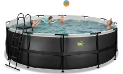 EXIT Black Leather pool ø450x122cm with filter pump - black