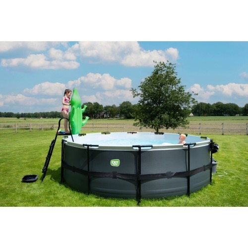 EXIT Black Leather pool ø450x122cm with filter pump - black