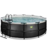 EXIT Black Leather pool ø427x122cm with filter pump - black
