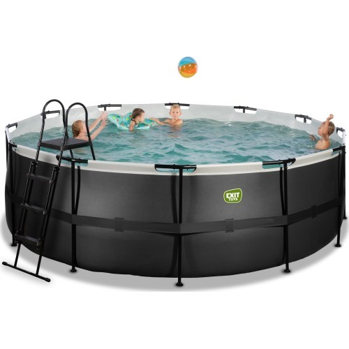 Каркасный бассейн EXIT Black Leather ø427x122 см с фильтр-насосом, чёрный