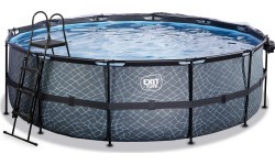 Бассейн EXIT Stone ø450x122 см с куполом и песочным фильтр-насосом, серый